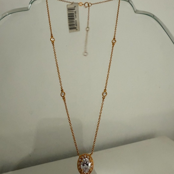 Freida Rothman Elegant Gold Necklace with Crystal Accents - Picture 3 of 4